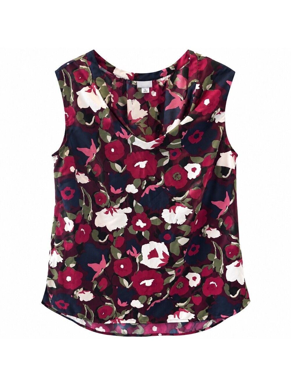 Merona Women's Large Sleeveless Floral Print Blouse with Cowl Neck